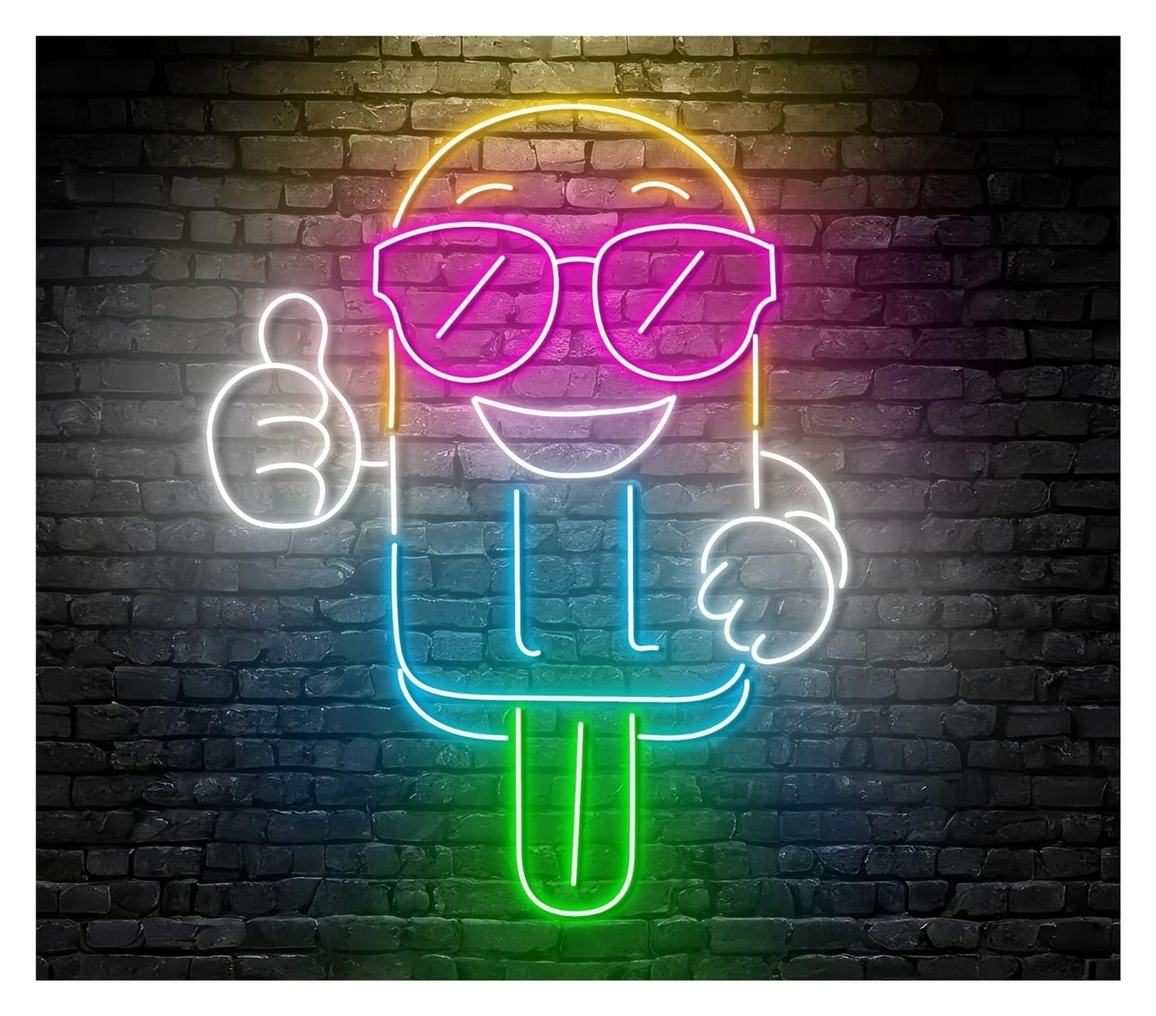 Luces de neón Letrero De Neón Paleta, Helado, Gafas Sol, Luz LED, Decoración Pared Para Escaparate,entrada Comercial, 53cm