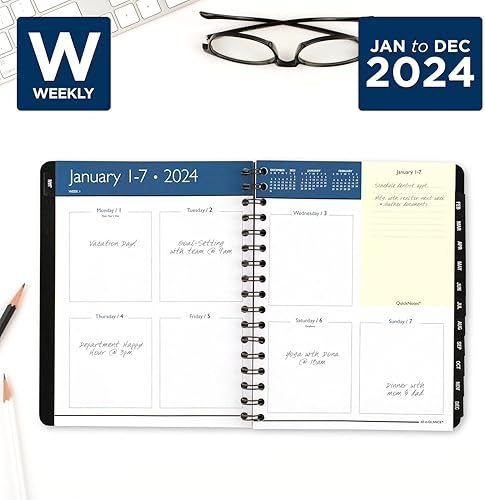 Miniatura 2 de AT-A-GLANCE Agenda semanal y mensual 2024, 6-12 x 8-34 pulgadas, mediano, notas rápidas, negro (7602520524)