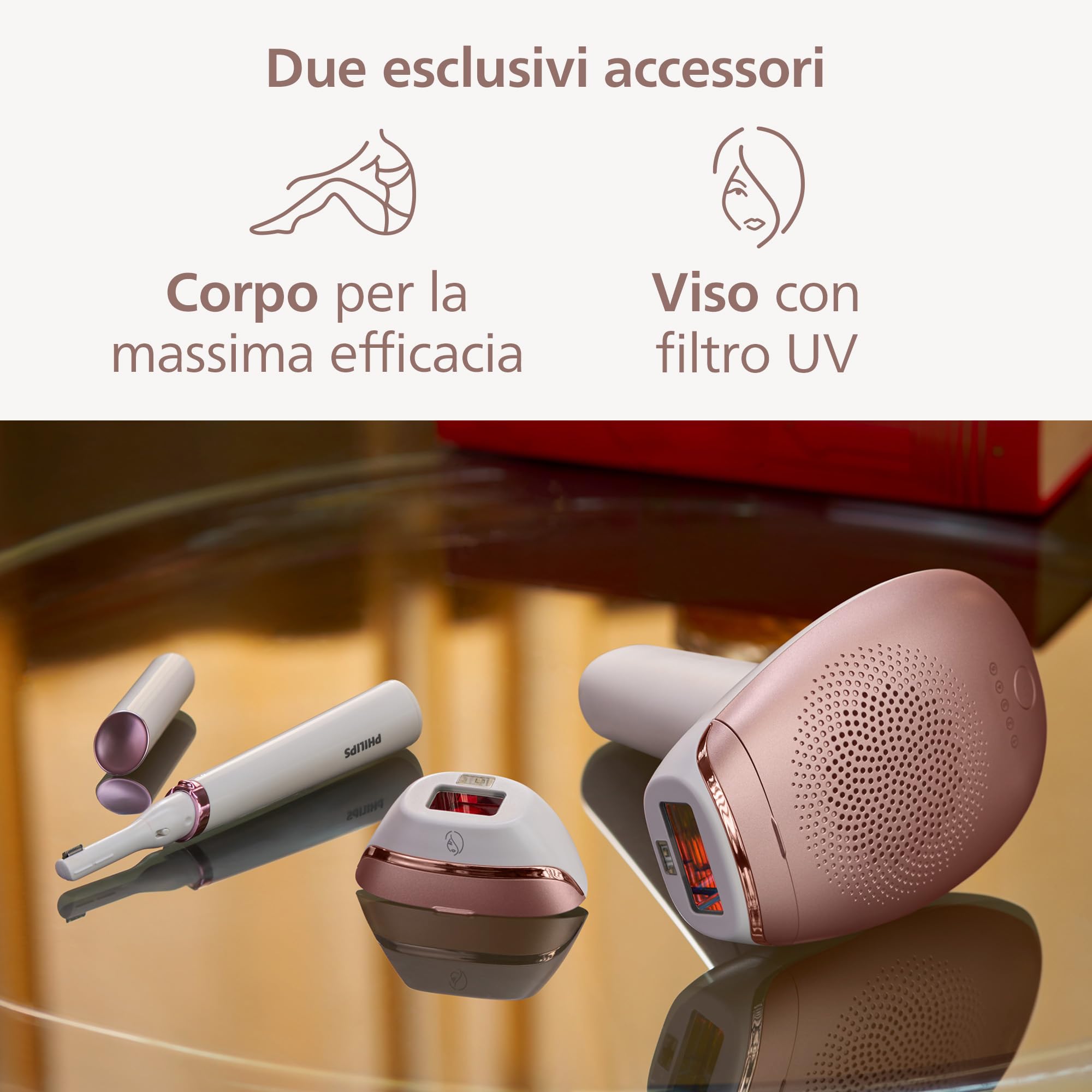 Philips Lumea 7000 Series, dispositivo di epilazione IPL, alternativa ai dispositivi di epilazione laser, con rifinitore a penna Satin Compact, 2 accessori per viso e corpo, modello BRI921/00