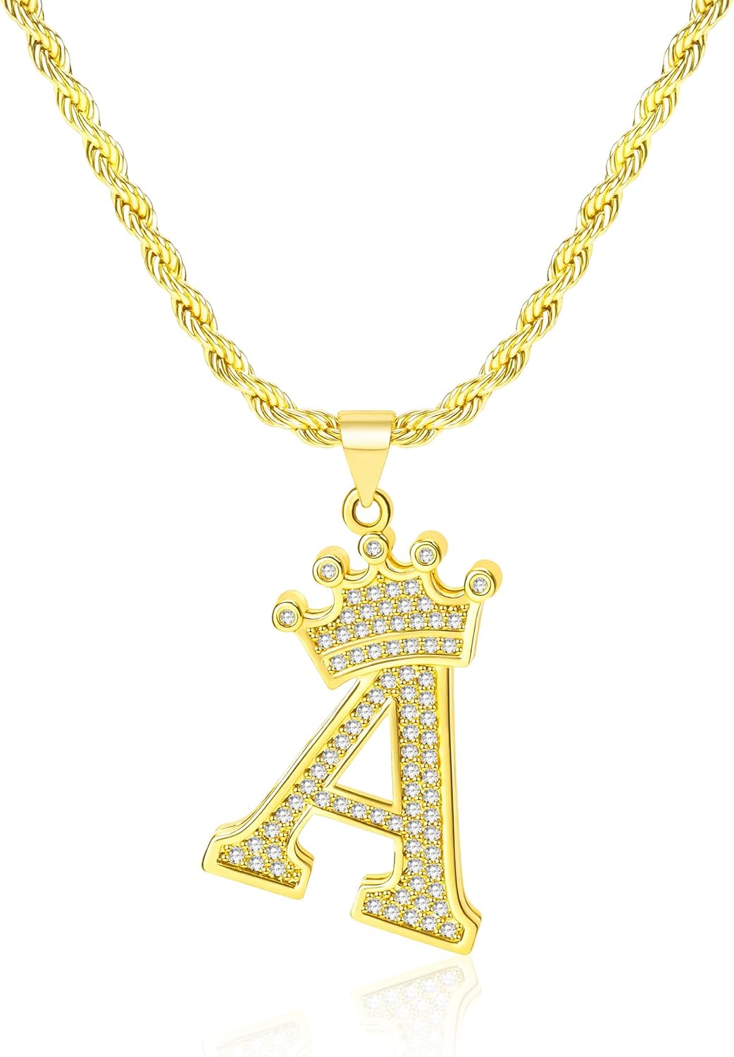 A-Z Initial Necklace 14K Gold Pendant for Men Women, Letter Necklace Everyday Minimalist Accessories Hip Hop Alphabet Name Jewelry Mom Gifts