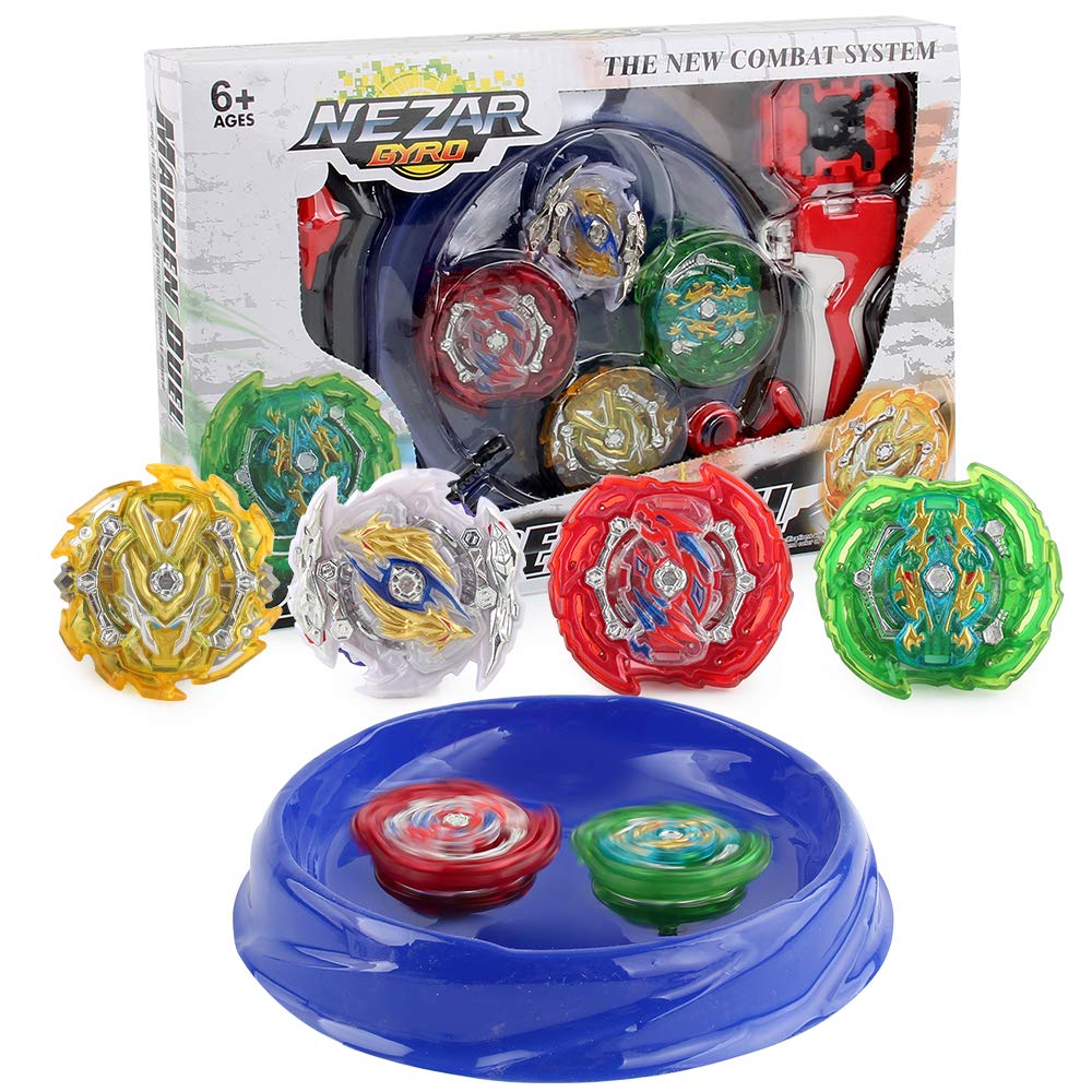 Hasbro 4 in 1 Burst God Bey Battle Battling Top Gyro Avatar Attack Evolution with Launcher and Grip Upgraded Version