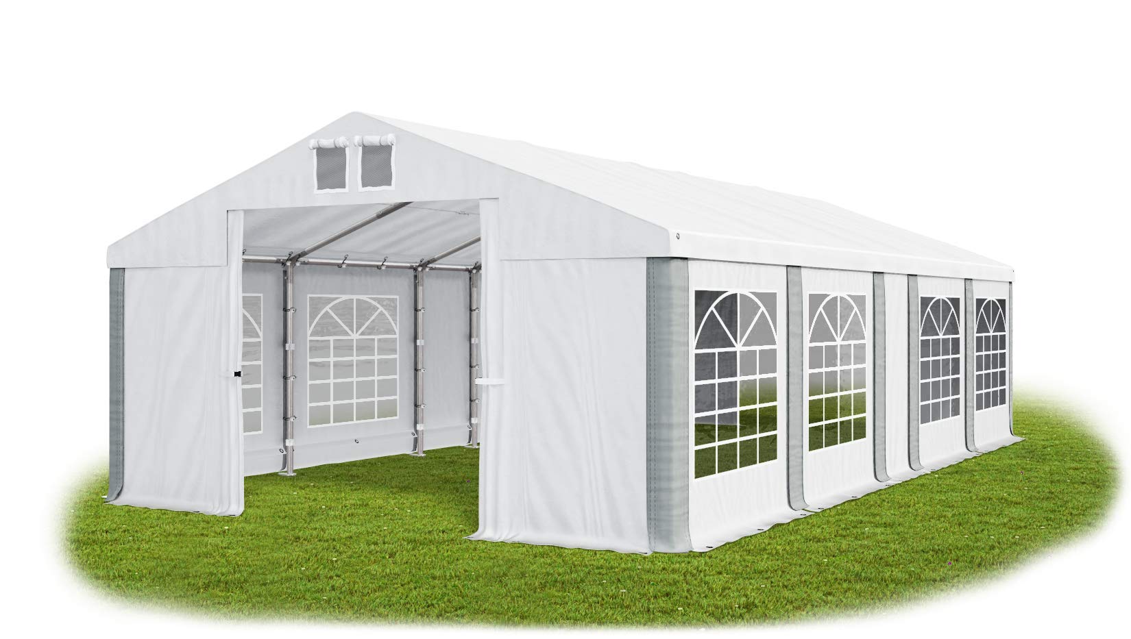 Das Company Partyzelt 6x9m wasserdicht weiß-grau Zelt Dachplane modular 580g/m² PVC hochwertig Gartenzelt Summer MS/SD Spielzeug