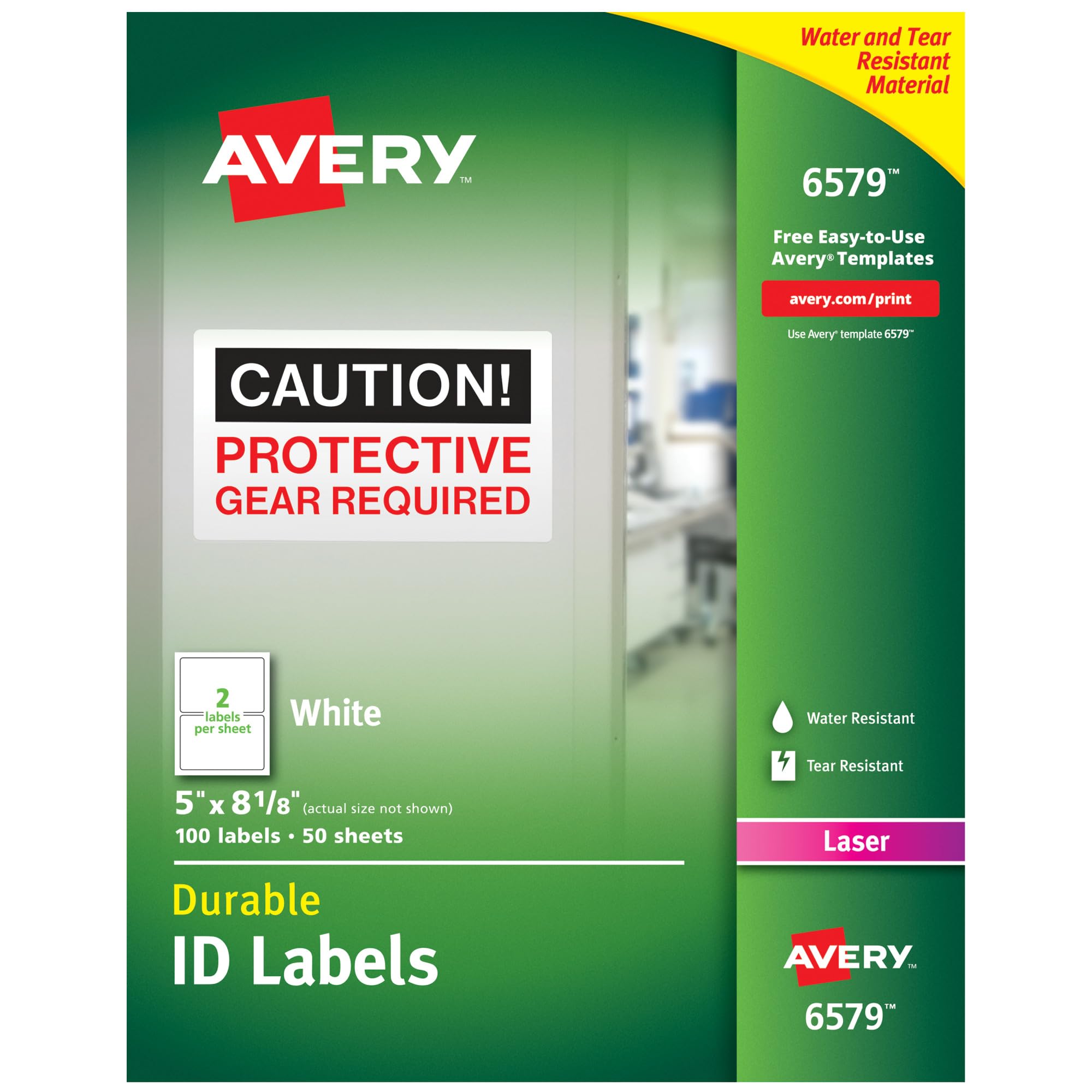 Avery Durable 6579 - Etichette identificative bianche per stampanti laser, 12,7 x 20,6 cm, confezione da 100