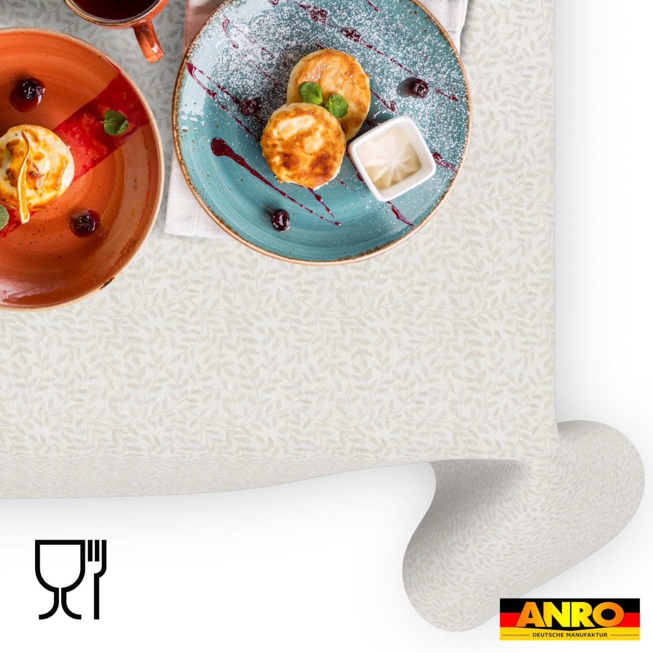 ANRO Mantel de Mesa Flora 70% Algodón 30% Poliéster Antimanchas Interior Exterior Cocina Jardín Bordes Cortados 400x140 cm