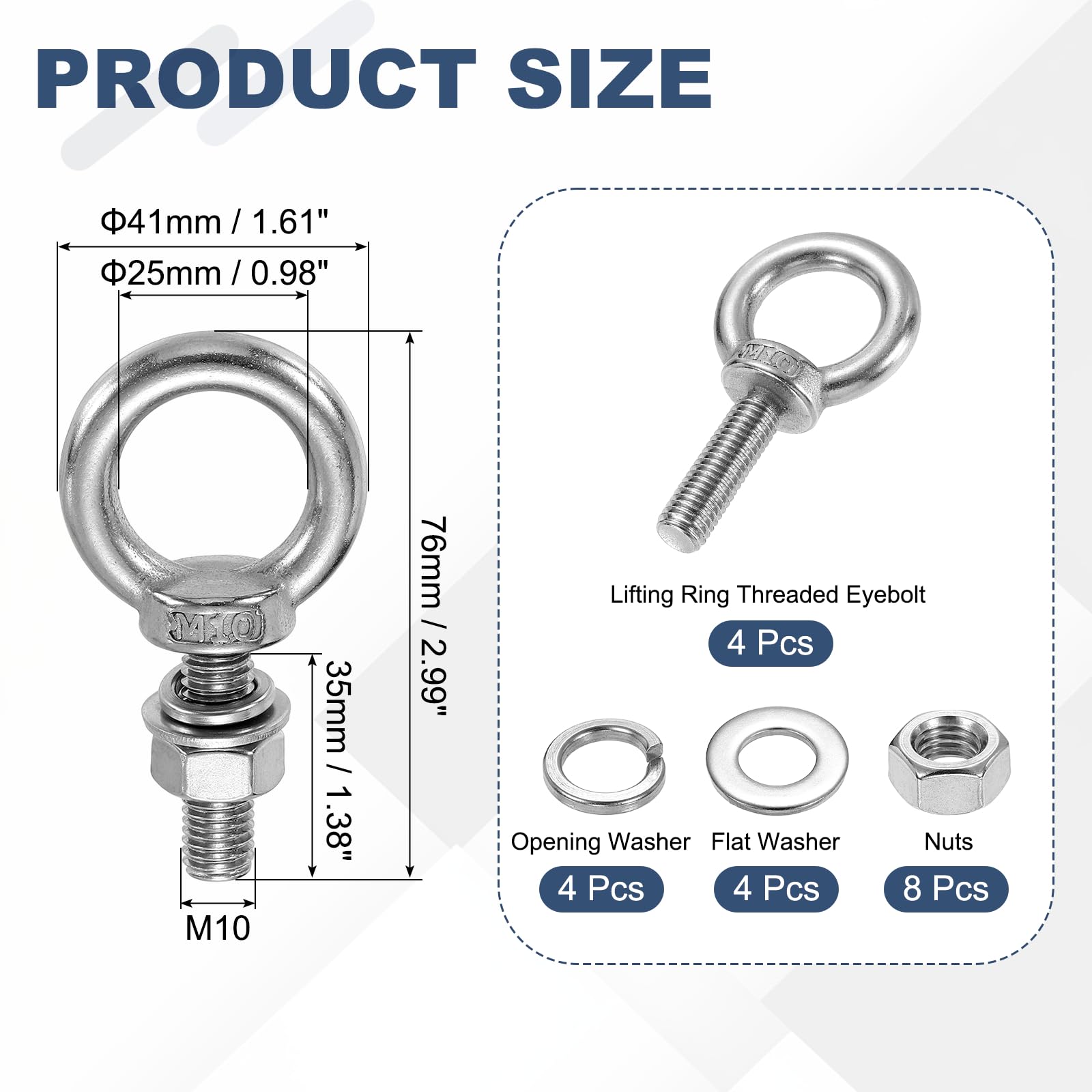 PATIKIL M10 x 35mm Eye Bolt - Image 2