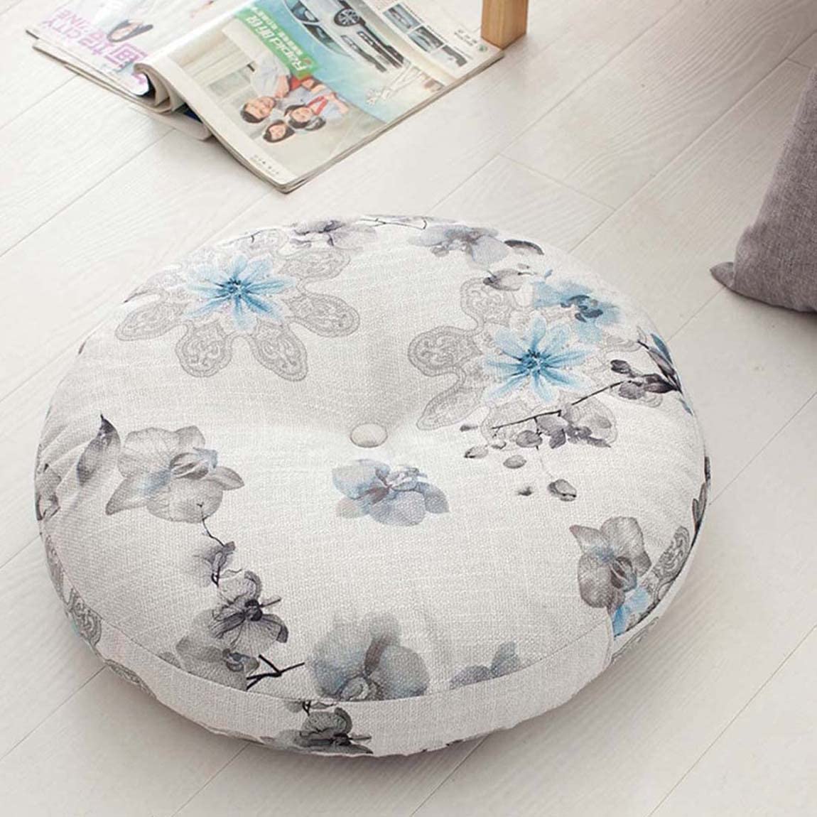 Cojín de asiento redondo y suave de 10 cm para el hogar, almohada de suelo, sala de estar, patio, 40 x 40 cm (B)