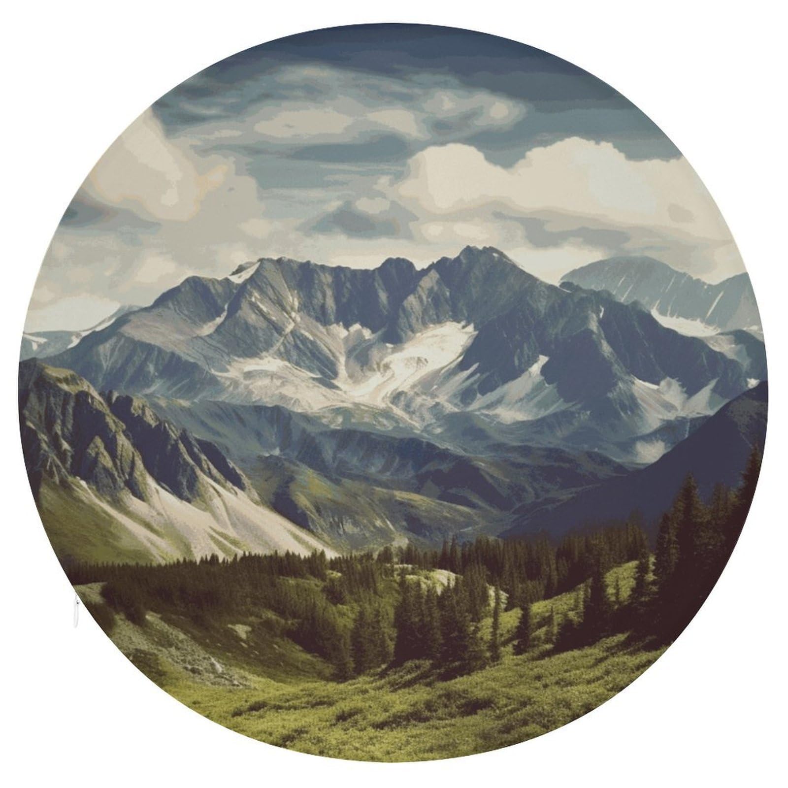 Wsoihfec Style Mountains Scenery Seat Cushion Round Chair Pad