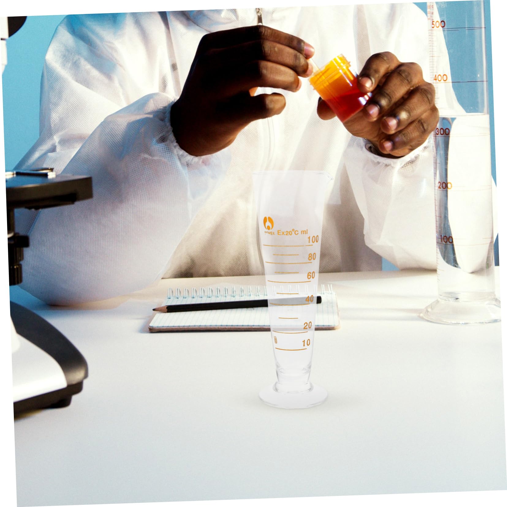 TOPBATHY 100 ml Labor-Messbecher, Mixbecher, Dosierhilfe mit Ausgießer, breiter Öffnung, konischer Glasbecher, Flüssigkeitsspender, Messzylinder, Experimentierwerkzeug für Schule, Wissenschaft