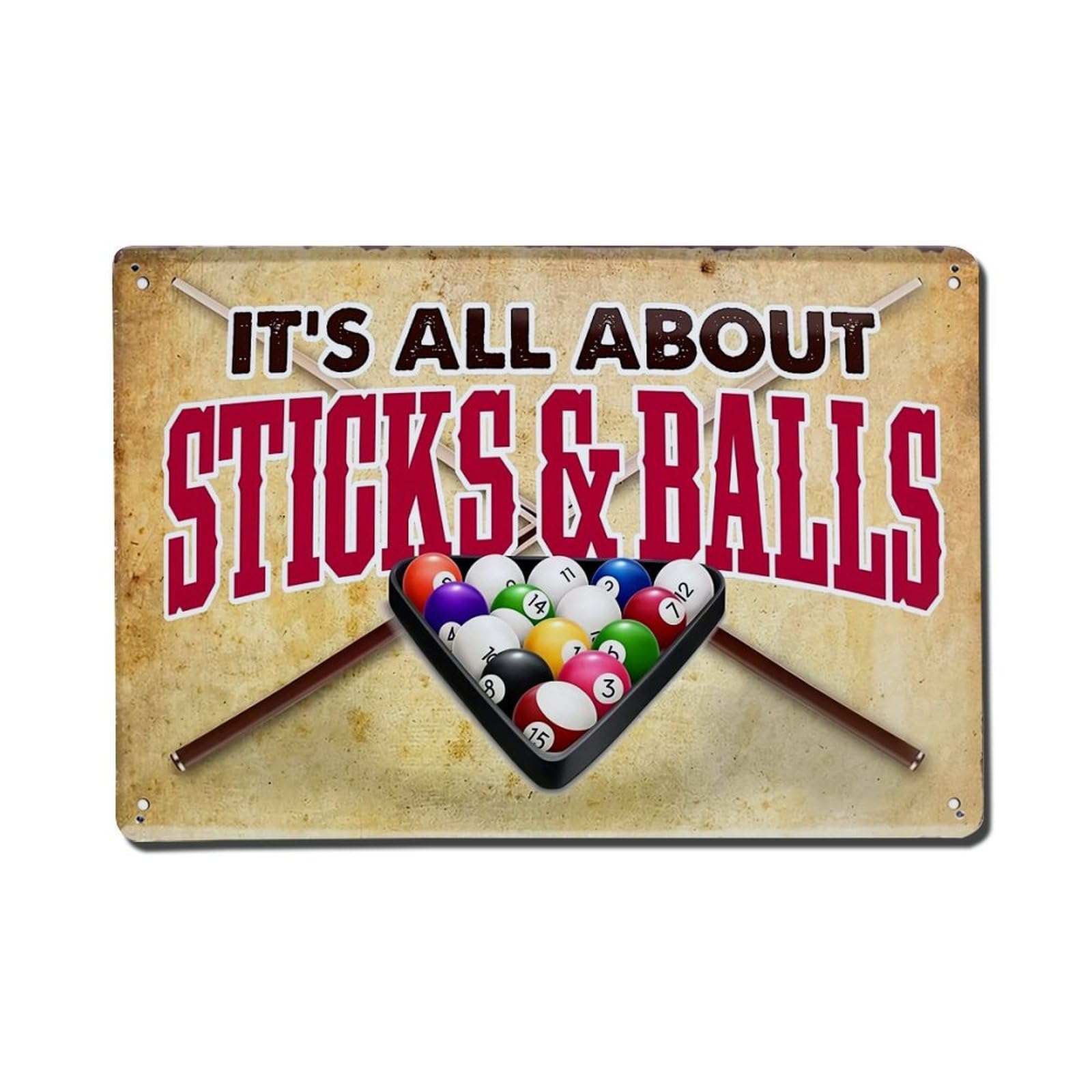 Pool Table Theme Design Vintage Tin Sign Retro Metal Wall Decor Metal Poster, Home Bar Garage Farmhouse Cafe Wall Art Decoration 8x12Inches
