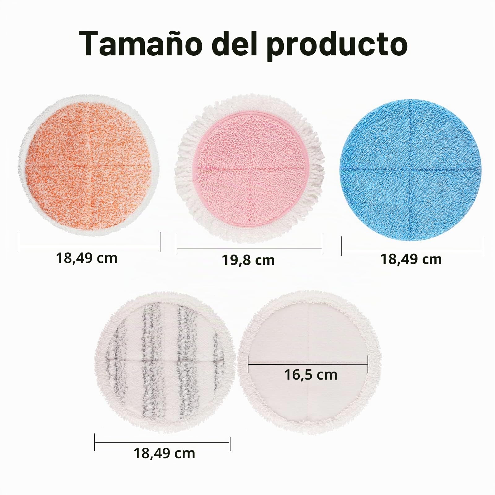 8 Almohadillas de Limpieza de Microfibra de Repuesto de Fregona eléctricas | 18,5 cm/7.3 Pulgadas Almohadillas Redondas de fregona giratorias para Limpieza de Suelos