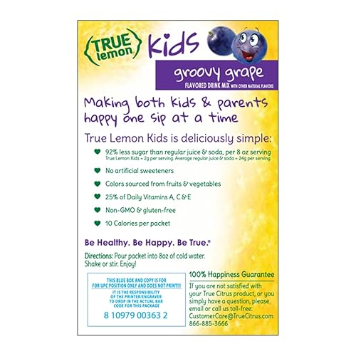 Miniatura 5 de True Lemon Kids Groovy Grape Mezcla de bebidas de uva sin edulcorantes artificiales ni sabores, 10 unidades