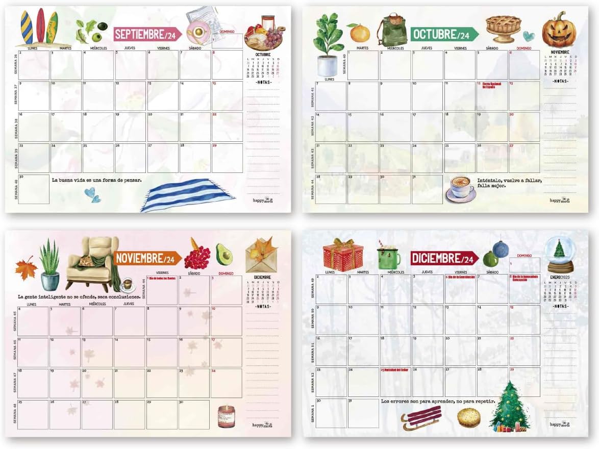 Desktop Calendar 2023 2024 | 16 Months Sep 2023 - Dec 2024 | Calendar 2024 Monthly Organizer | A5 Size | With Space to Note