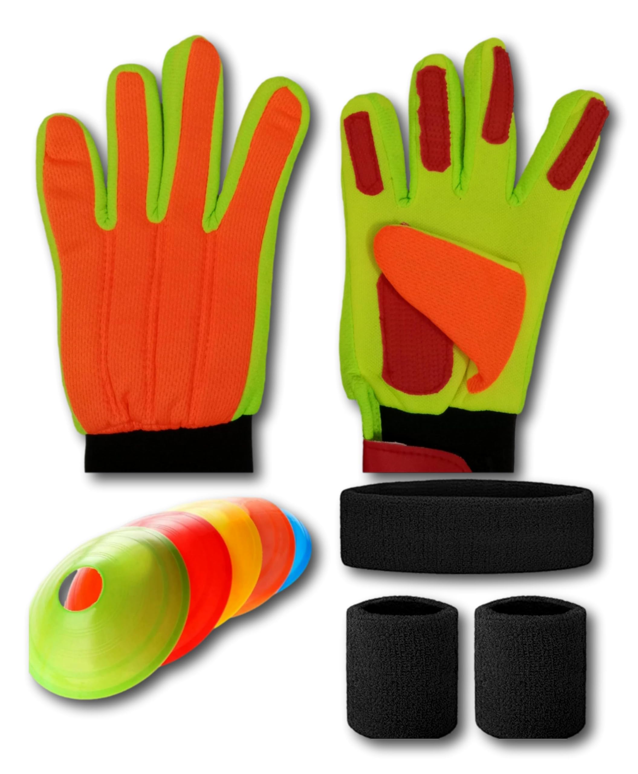 Sterling Ultimate Soccer Football Goalkeeper Essentials Combo: Gloves, Space Marker, Headband, Wristband Set