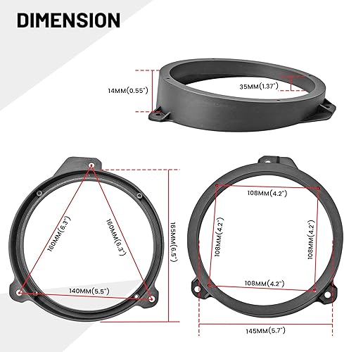 Miniatura 4 de RED WOLF Adaptador de altavoz de puerta delantera de 6.5 pulgadas para Subaru Forester Impreza Outback WRXSTI Install 6-12" Aftermarket Audio