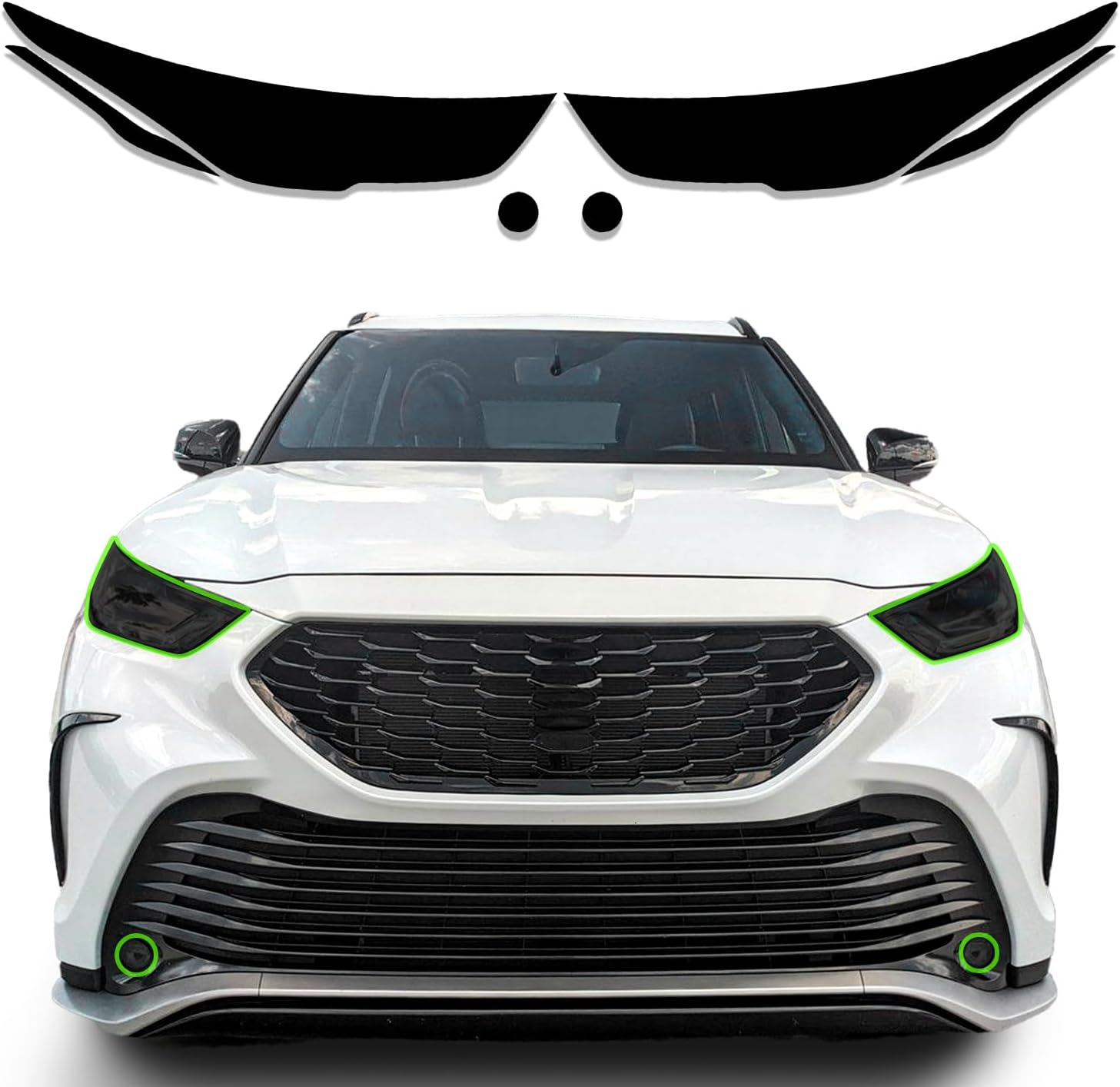 Precut Tint Kit Film Fit for Toyota Highlander 2020-2022 Accessories with Gloss Dark Smoke Wrap Overlay Cover Vinyl Decals Exterior Parts (Headlight+Front Fog Lights)