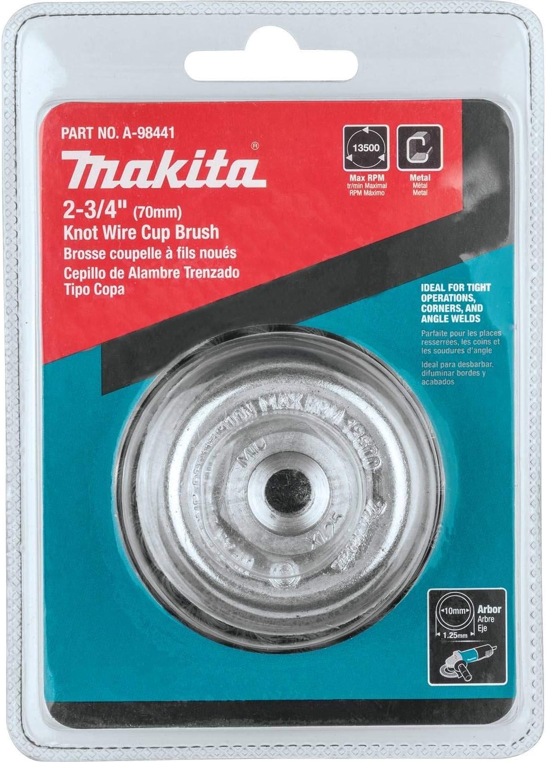 Makita A-98441 - Spazzola a tazza con filo nodo, 2-3/4", M10 x 1,25