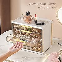Vista 3 de Aveniee 4 Drawers Makeup Organizer- Bathroom Organizers and Storage, Plastic Bins Countertop Perfume Vanity Desk Organization for Cosmetic