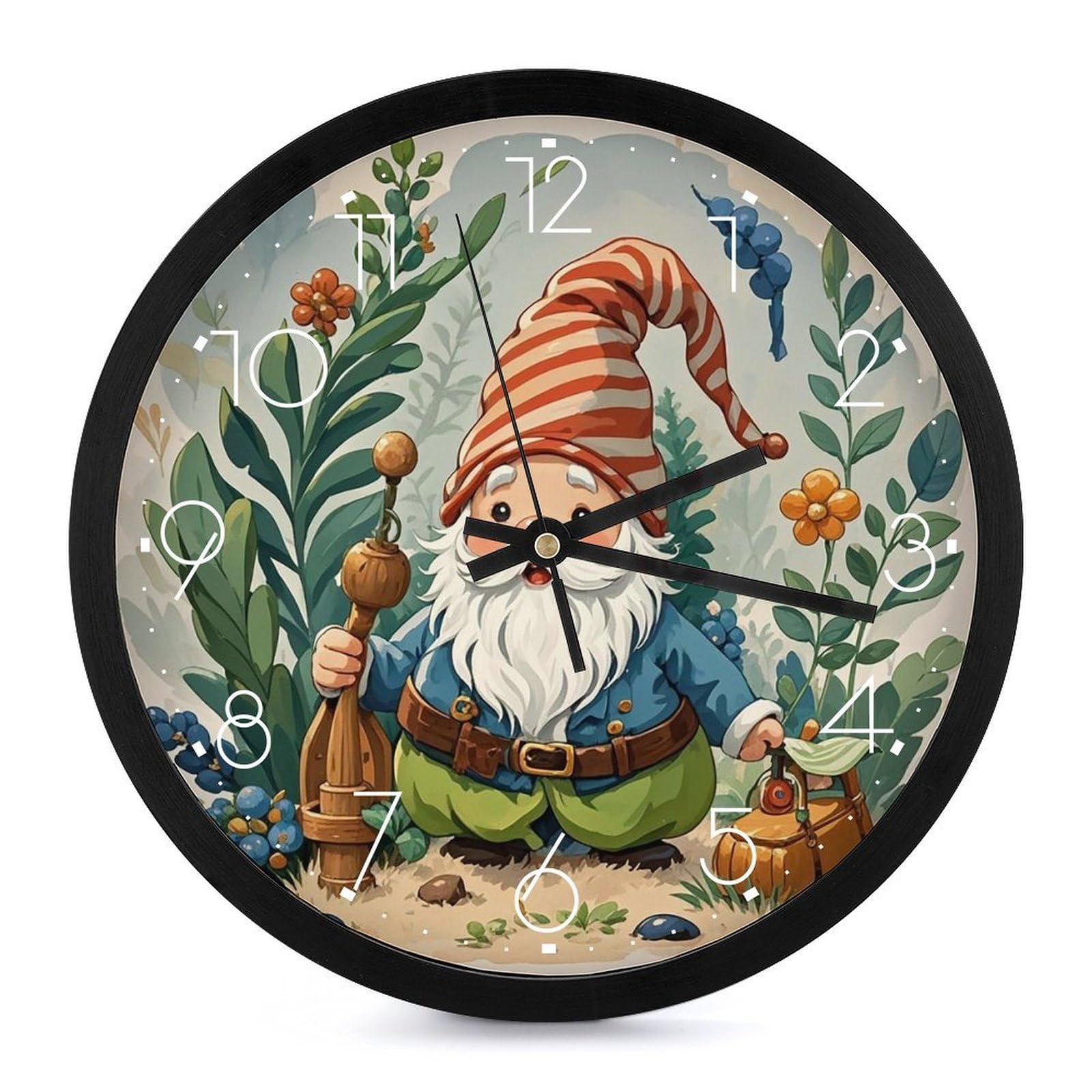 Horloge murale moderne ronde 25,4 cm pour décoration de Noël et salon