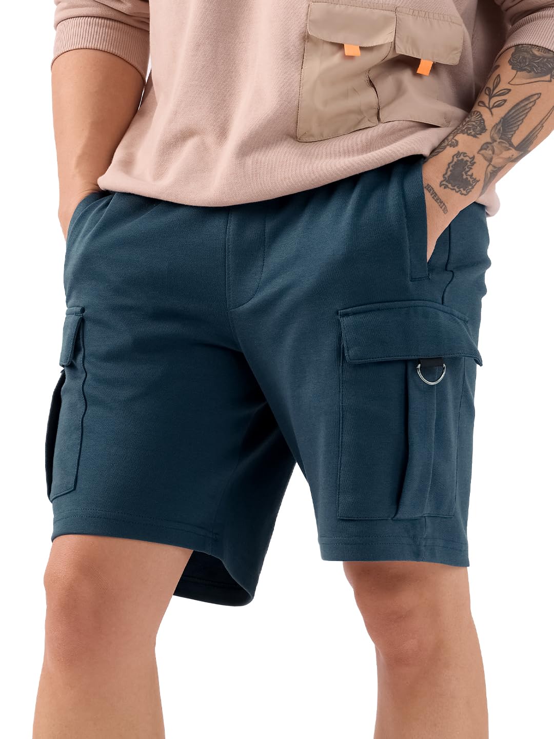 the souled store Solids: Stellar Blue Men and Boys Drawstring Cotton Lounge Shorts-picture-39