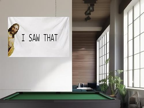 Miniatura 4 de Cartel de 3 x 5 pies con 4 ojales de latón I Saw The Tapiz de Jesús divertido tapices cristianos religiosos y geniales para pared tapices para