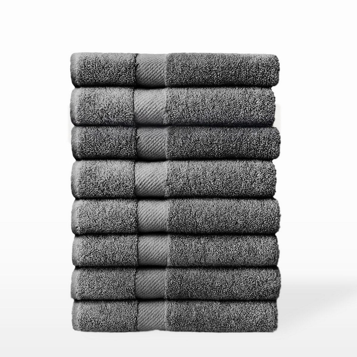 Juego de 8 Toallas de Ducha Gris Oscuro 100% algodón Rizo de 140x70 cm | Tejido suave de gran gramaje con alta absorción. Aptas para lavadora, de uso diario.