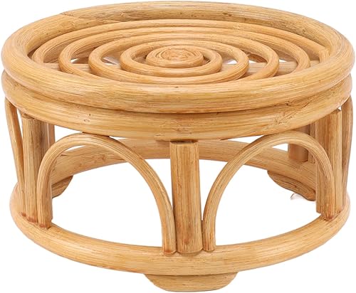 Aqur2020 Soporte para plantas de mimbre de ratán, ampliamente utilizado, material de ratán para interiores para el hogar (15.0 x 5.9 x 8.3in)