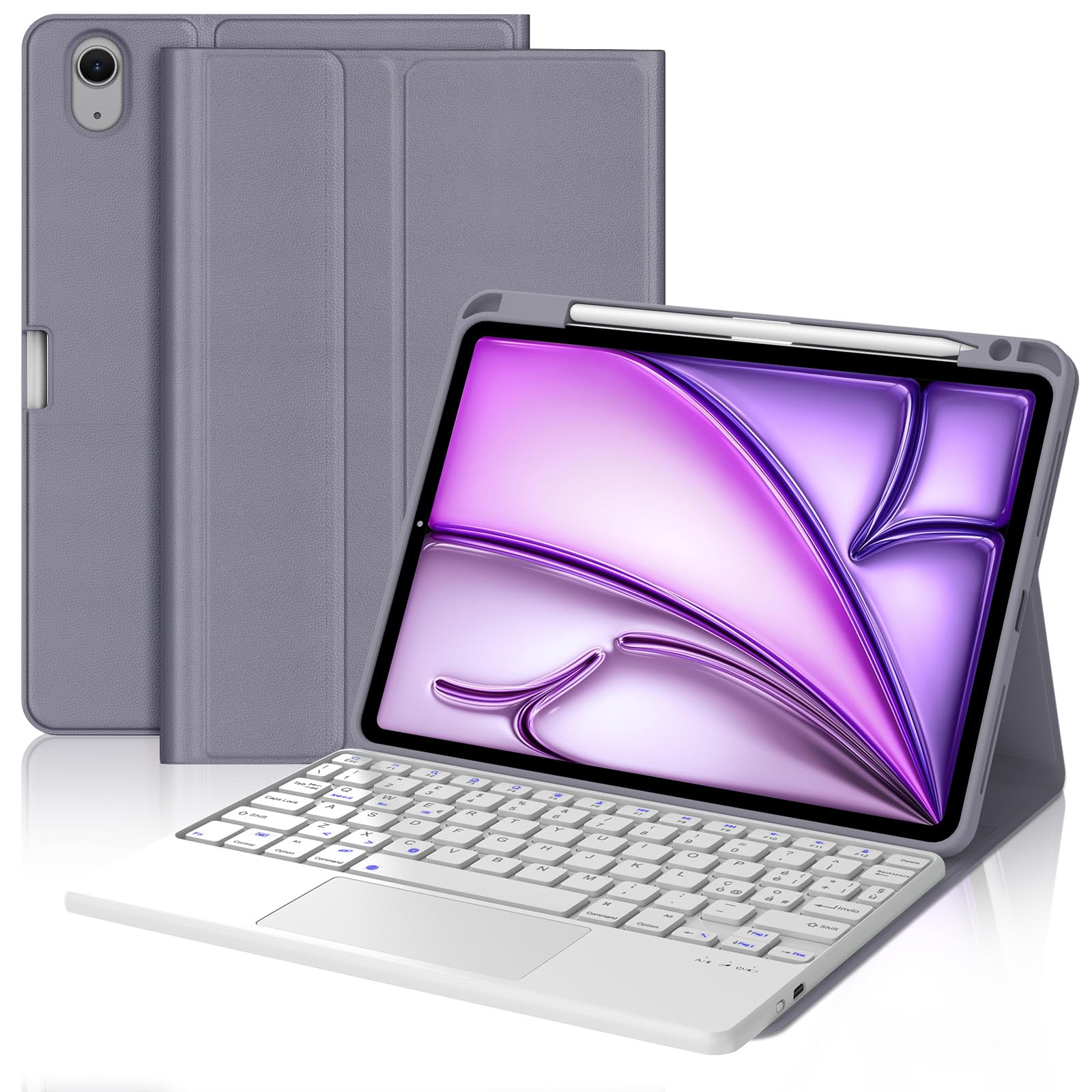 FOGARI Per iPad Air 11/ 5ª/4ª generazione e iPad Pro 11 Cover Tastiera | Tastiera Bluetooth Rimovibile con Touchpad per iPad Air 11 M4 2026/M3 2025/M2 2024, Keyboard Wireless Portatile, Viola