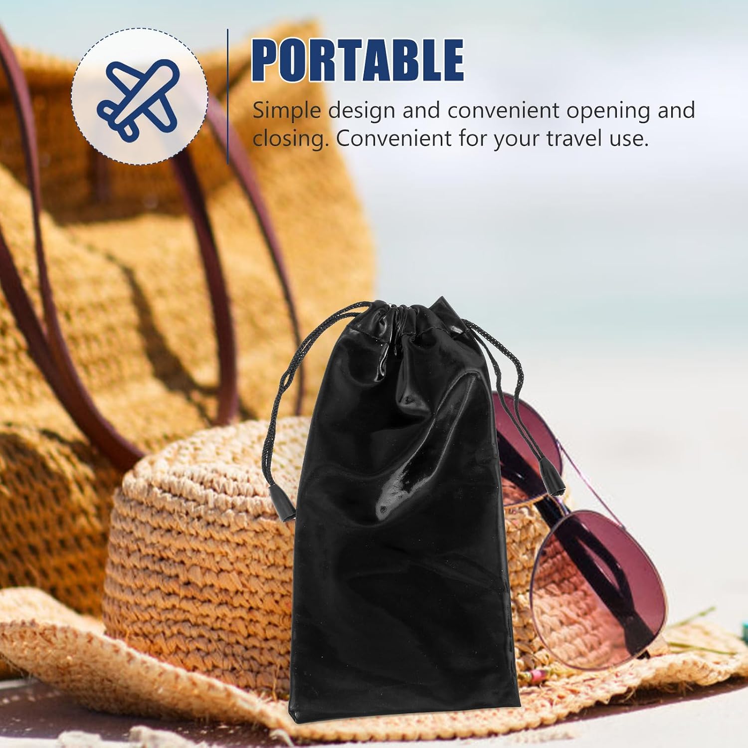 Alipis 10pcs Waterproof Glasses Drawstring Bags Sunglasses Pouches Black Pu Leather Eyeglass Storage Cases Portable Travel Outdoor Eyewear Accessories image 3