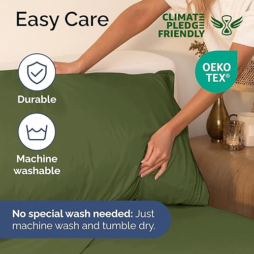 Vista 231 de Juego de sábanas de 4 piezas tamaño king, extrasuaves, transpirables y refrescantes con esquinas profundas, sábanas de fácil ajuste y sin arrugas