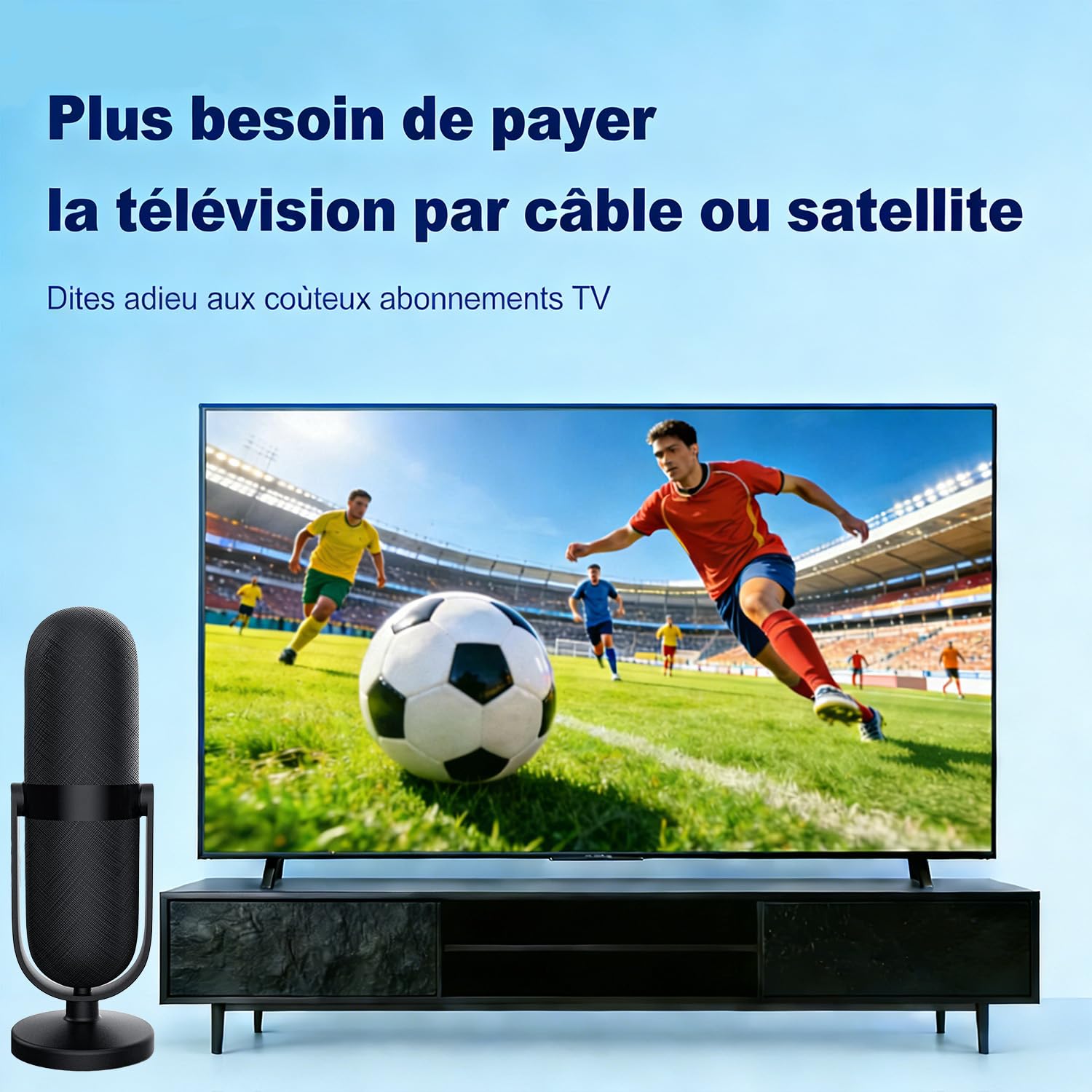 2026 Antenne TV Intérieure Puissante, Antenne TNT, Signal Stable, 4K/1080P | Sans Abonnement | Réception Longue Portée | Amplificateur Intégré | Câble Coaxial 5 m | Compatible Smart TV | Base Magnétique