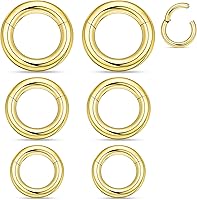 Vista 29 de Ocptiy 6G 8G 12G 14G 16G Anillos de tabique con bisagras Calibradores Túneles Tapones Pendientes Kit de estiramiento de acero quirúrgico con Juego