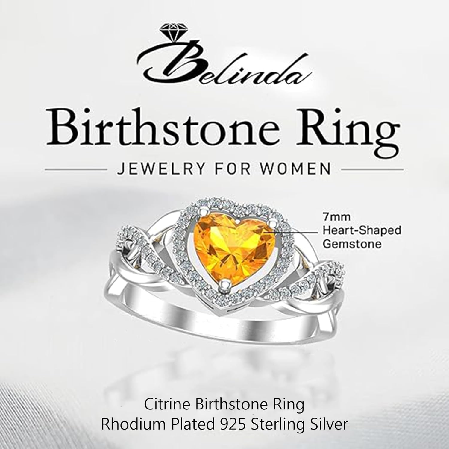 Real 925 Sterling Silver Rhodium Plated 7mm Heart Shaped Halo Birthstone 1.17 carats Solitaire Gemstone Luxury Jewelry Band Bridal Engagement Wedding Ring Gift for Women