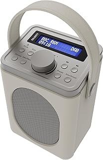 Majority Little Shelford Radio, DAB, DAB+ Digital and FM Bluetooth, Portable, Battery and Mains Powered, Bluetooth Connectivity, Dual Alarm, 15 Hours Playback and LCD Display - Cream & Grey