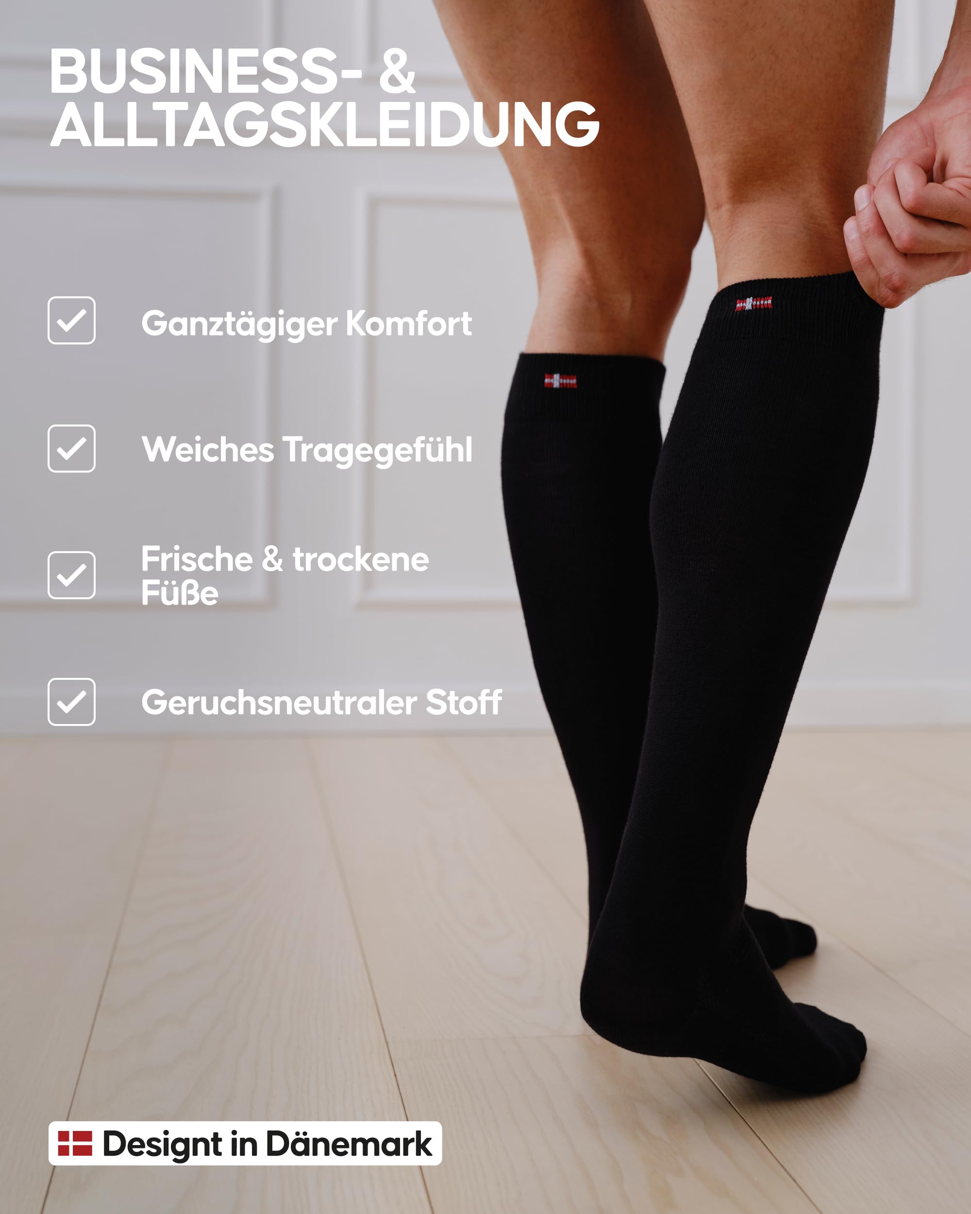 DANISH ENDURANCE Bambus Kniestrümpfe, Atmungsaktiv, 3 & 6 Paar | Lange Bambus Socken, Weich & Geruchshemmend mit Komfortbund, für Alltag & Büro, Unisex
