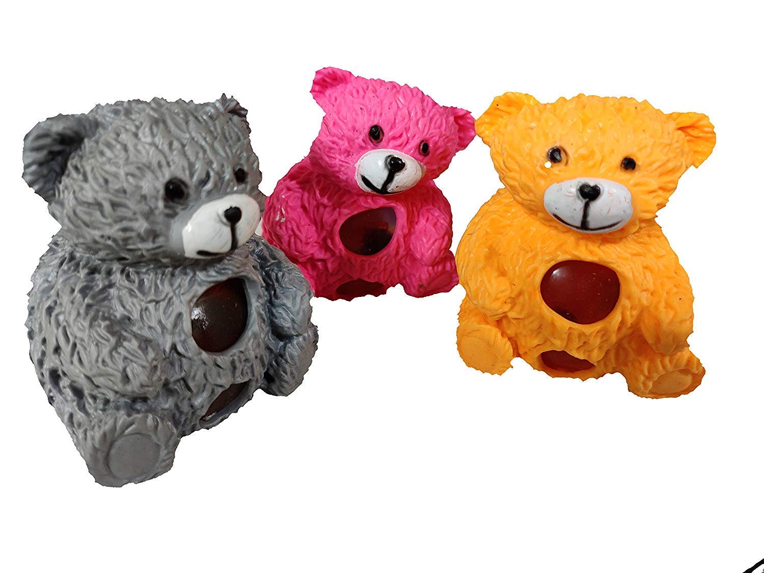 TITATO (Pack of 3) Teddy Shape Squishy Mesh Stress Relief Balls for Kids & Adults | Relieve Anxiety & Strengthen Muscles | Sensory ADHD & Autism | Hand Exercise Toys