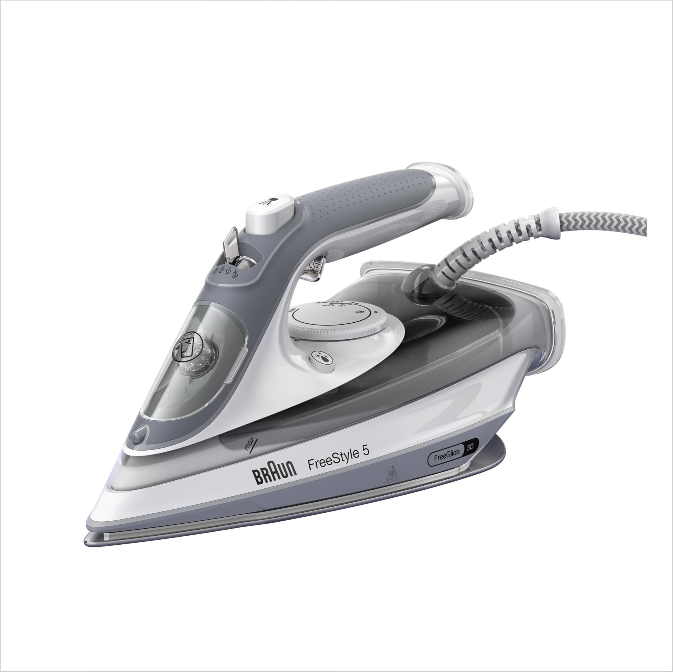 Braun Freestyle 5 – Ferro da Stiro a Vapore con Piastra FreeGlide 3D, Vapore Potente e Funzione Anti-​Goccia, Colpo Vapore per Pieghe Ostinate, Serbatoio Ampio, Grigio (SI5078GY)