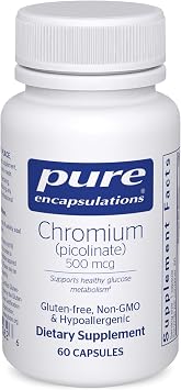 Pure Encapsulations Chromium Picolinate 500 mcg - for Lipid & Carbohydrate Metabolism* - Mineral Supplement - Superior Absorption Chromium Supplement - Vegan & Gluten Free - 60 Capsules