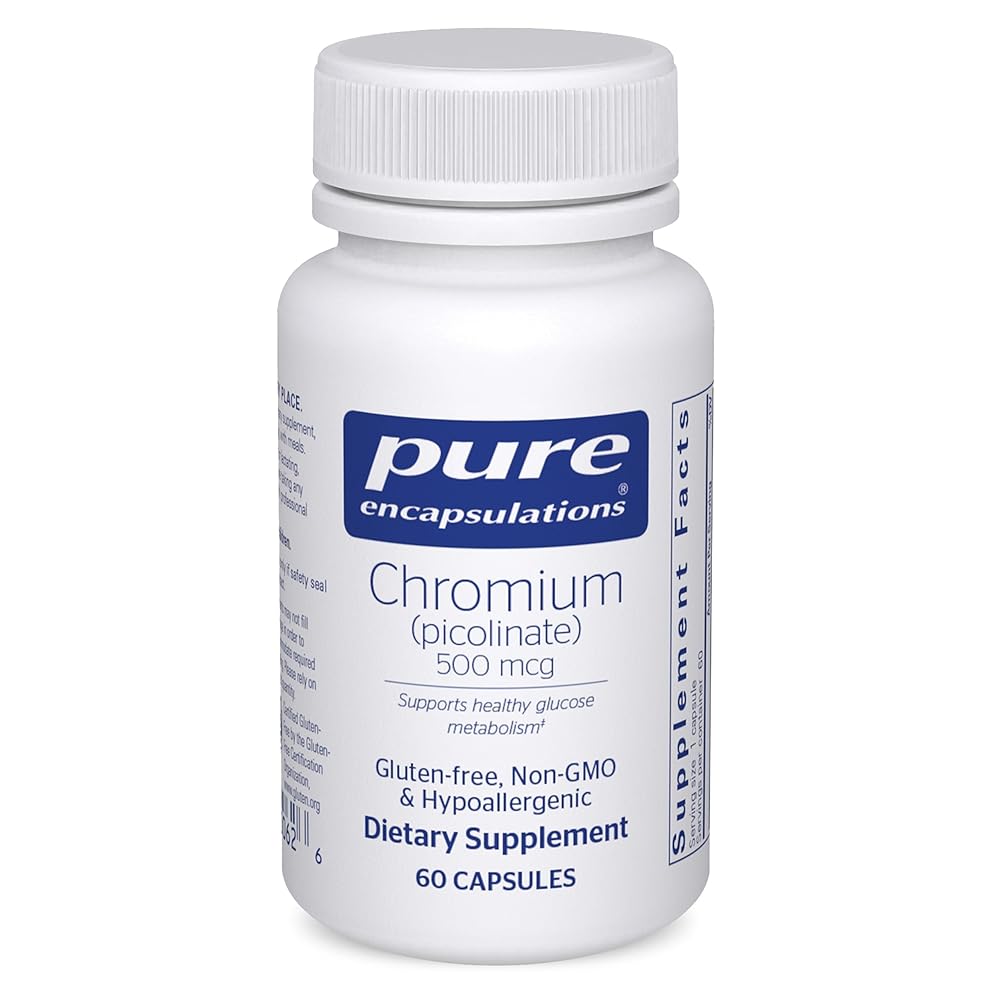 Pure Encapsulations Chromium (Picolinate) 500 mcg - for Lipid & Carbohydrate Metabolism* - Mineral Supplement - Superior Absorption Chromium Supplement - Vegan & Gluten Free - 60 Capsules