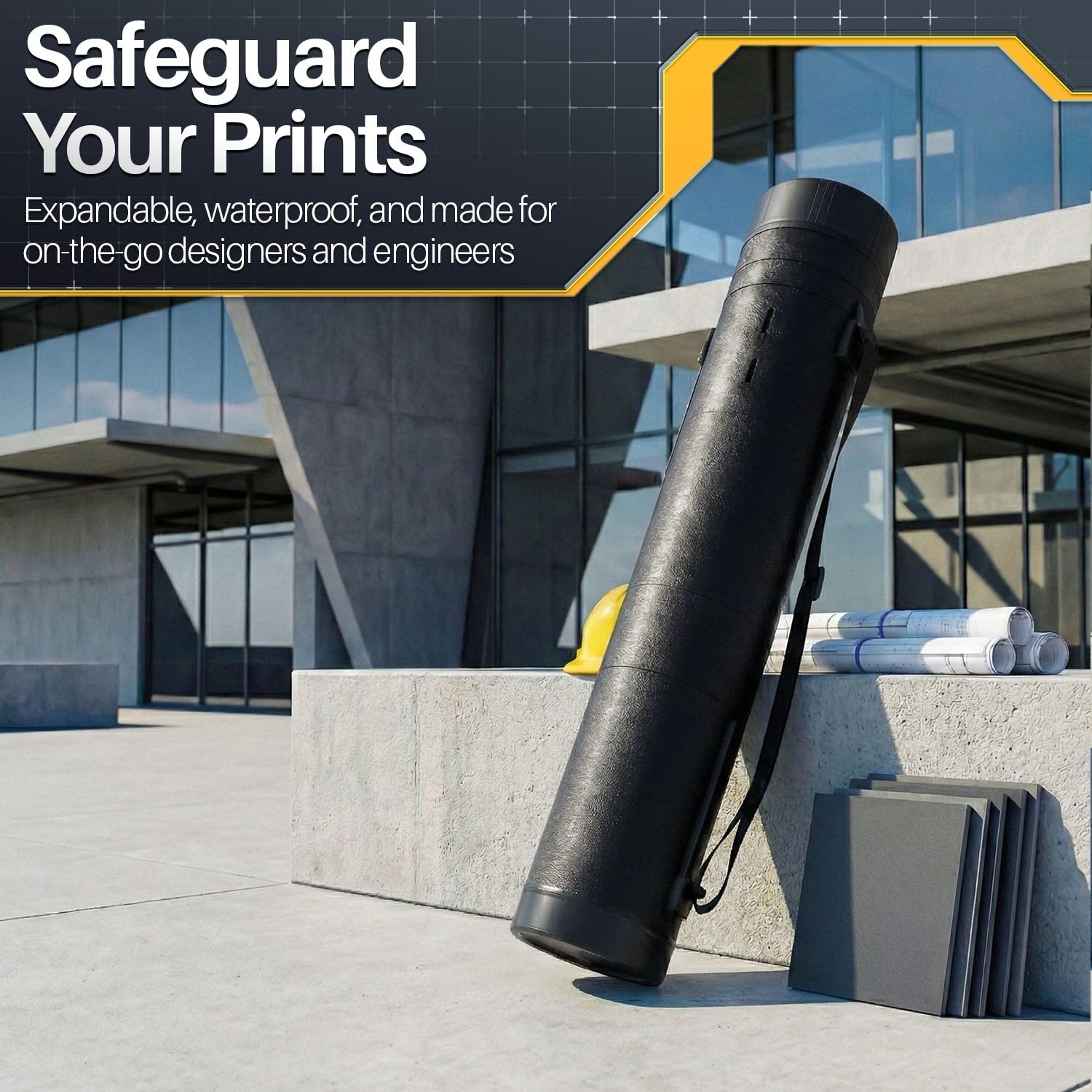 Flexzion Tubi da Trasporto per Arte e Poster con Tracolla, Contenitore Espandibile Impermeabile in Plastica, Custodia Telescopica Cilindrica, Porta Carta Portatile per Bozze, Schizzi e