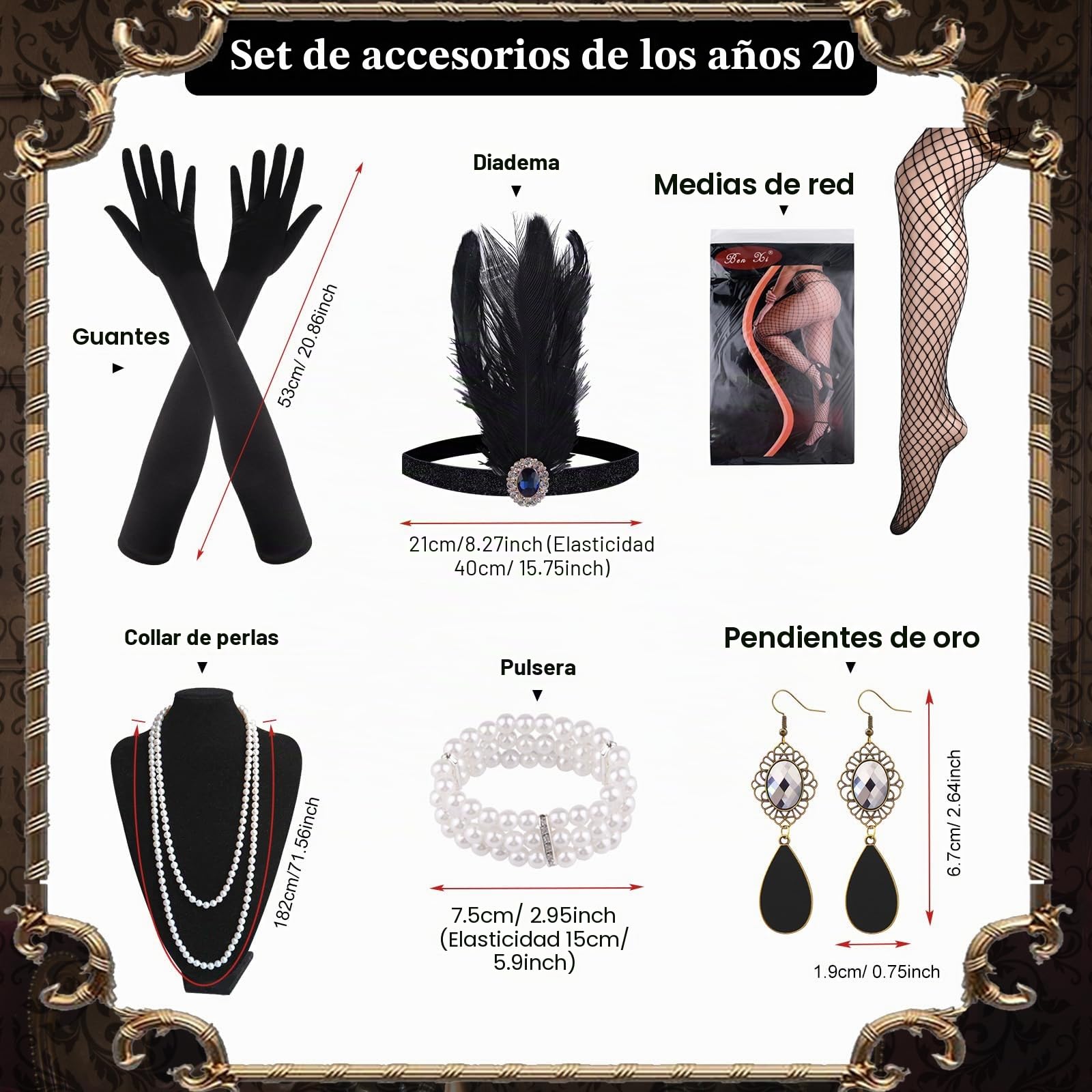 FEPITO Vestidos flapper de los años 20 para mujer, vestido de lentejuelas con flecos para mujer, con accesorios de los años 20, disfraces de los años 20