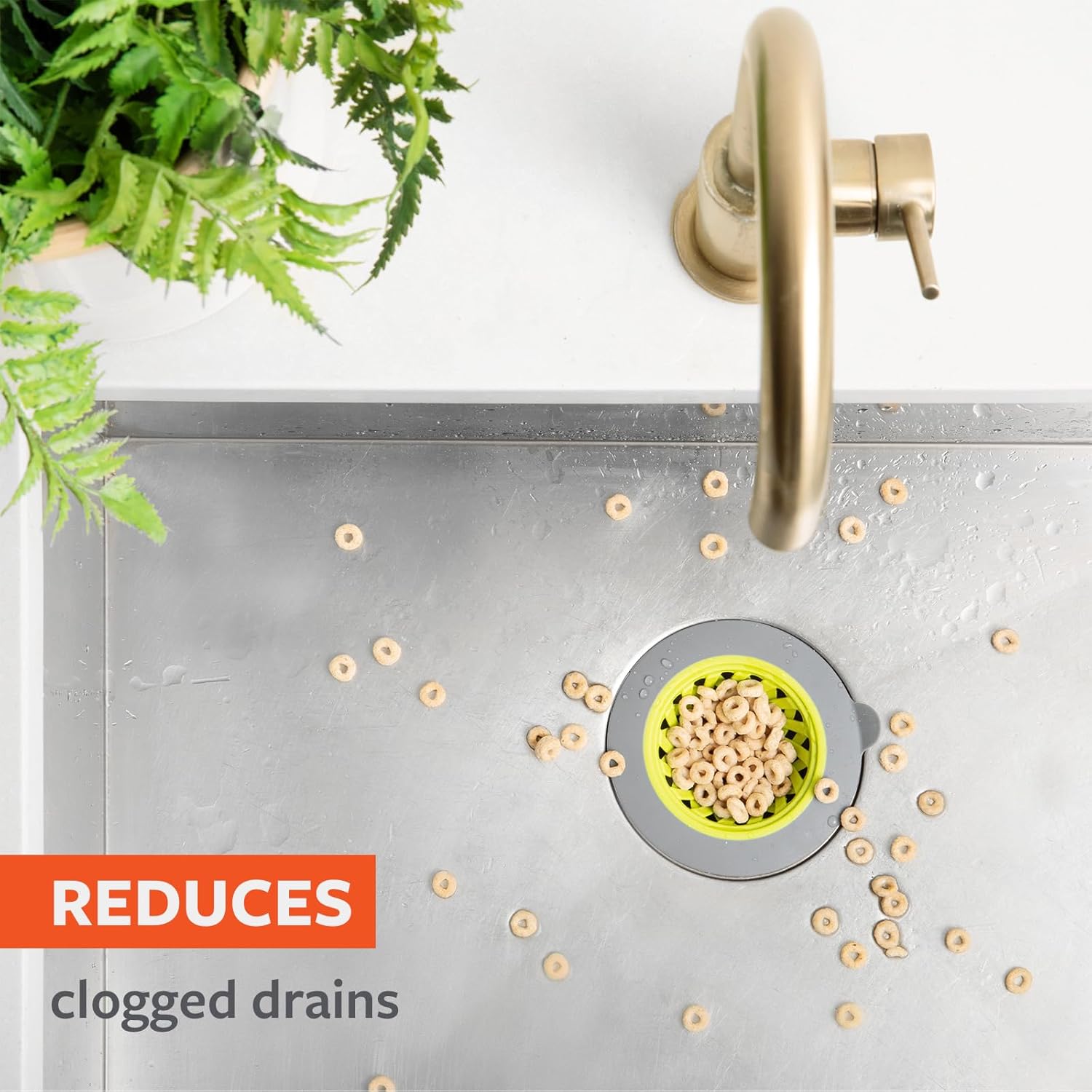 Full Circle Sinksational Sink Strainer - Stainless Steel Mesh, Prevents Clogs, Kitchen Sink, Eco-Friendly, Durable - Green