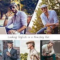 Vista 4 de Hombres Ivy Hat Newsboy Cap - Classic Wool Blend Tweed Flat Cap Cabbie Hat Hombres