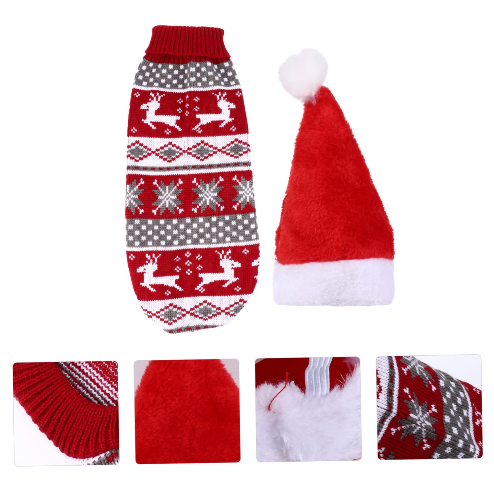 BESPORTBLE 3 Set Adorabile Maglione Per Animali Domestici Costume Di Natale Per Cani Maglione Renna Con Cappello Abbigliamento Per Animali Domestici 2 Pezzi * 3
