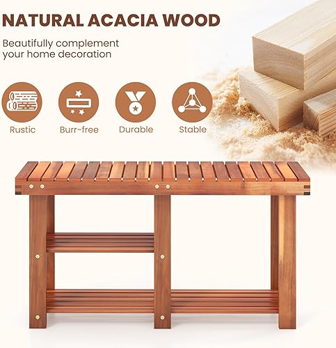 Miniatura 6 de Tangkula - Banco de 3 niveles para zapatos, banco de almacenamiento de entrada, organizador de zapatos con asiento, estante de zapatos para botas,