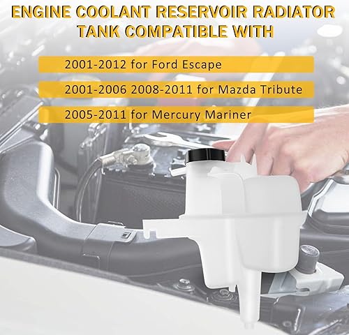 Miniatura 3 de ASAPE Tanque de expansión de radiador de depósito de refrigerante de motor 603-215 compatible con Ford para Escape 4door 3L XLT 2001-2012 repuesto