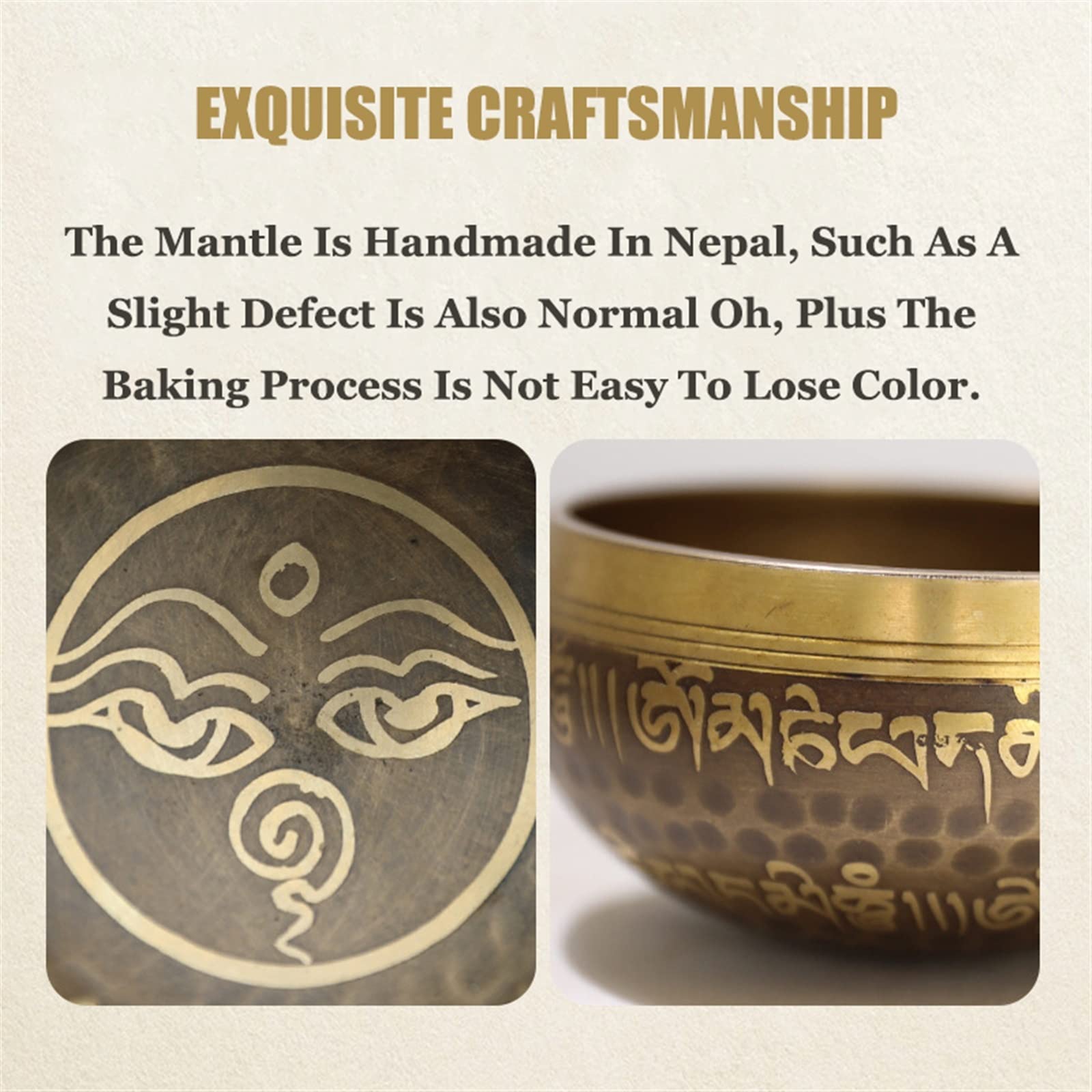Campana tibetana, set di campane tibetane, con vassoio in seta e bastone in legno, calibro da 9 cm, questa ciotola per canto buddista, ideale per l'editazione dello yoga e la guarigione del suono