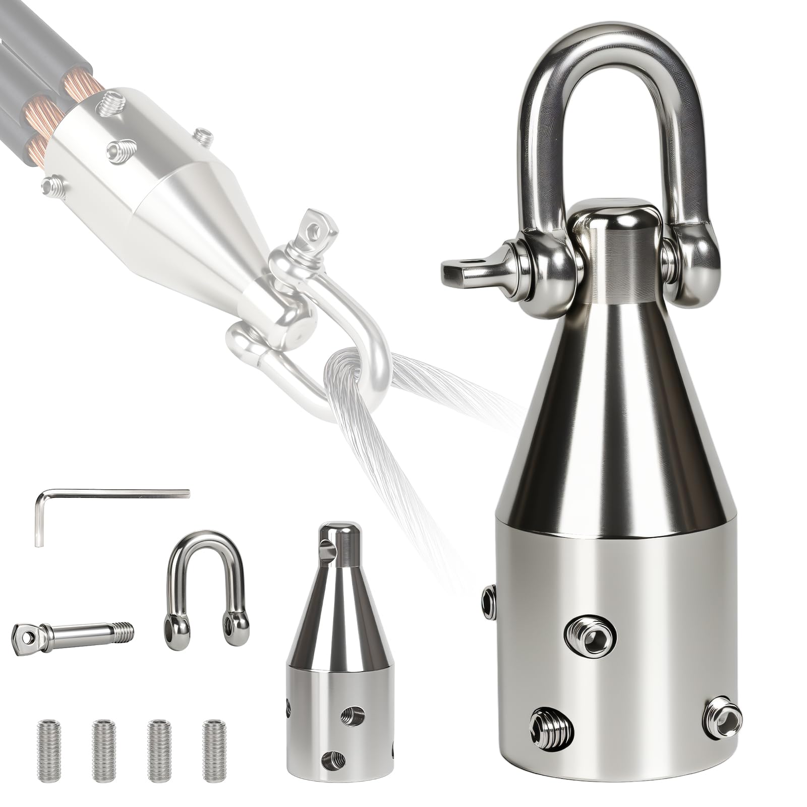 Electrical Cable Pulling Tool, Wire Pulling Attachment with 4 Wire Groove Fixing Holes, Maximum Pulling Force 4000 lbs Connection Hole Diameter 0.63in for 2/0 to 4/0 Copper or Aluminum Wire