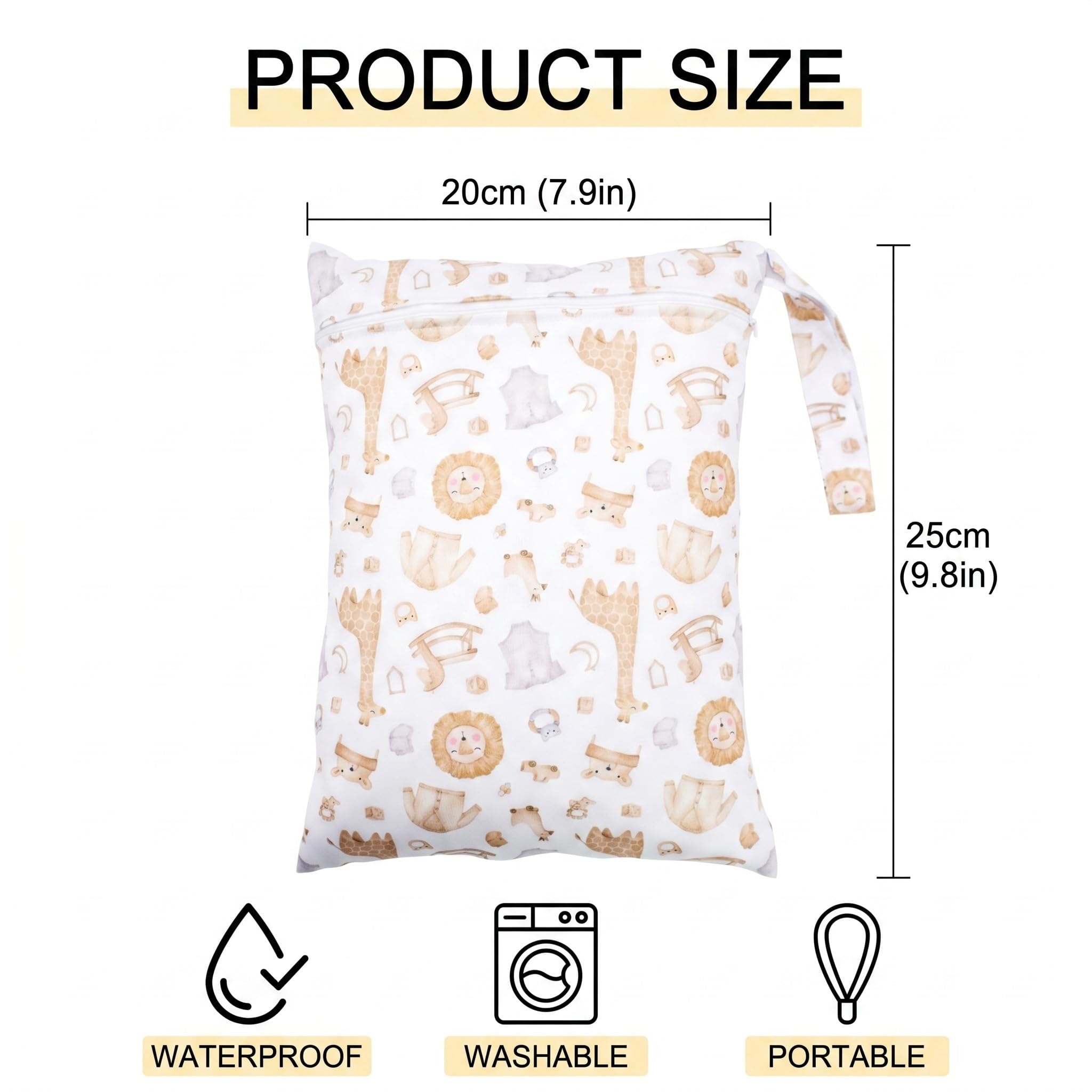 Wetbag Pannolini Lavabili 2 Pezzi 20x25cm Impermeabili Riutilizzabili per Neonato