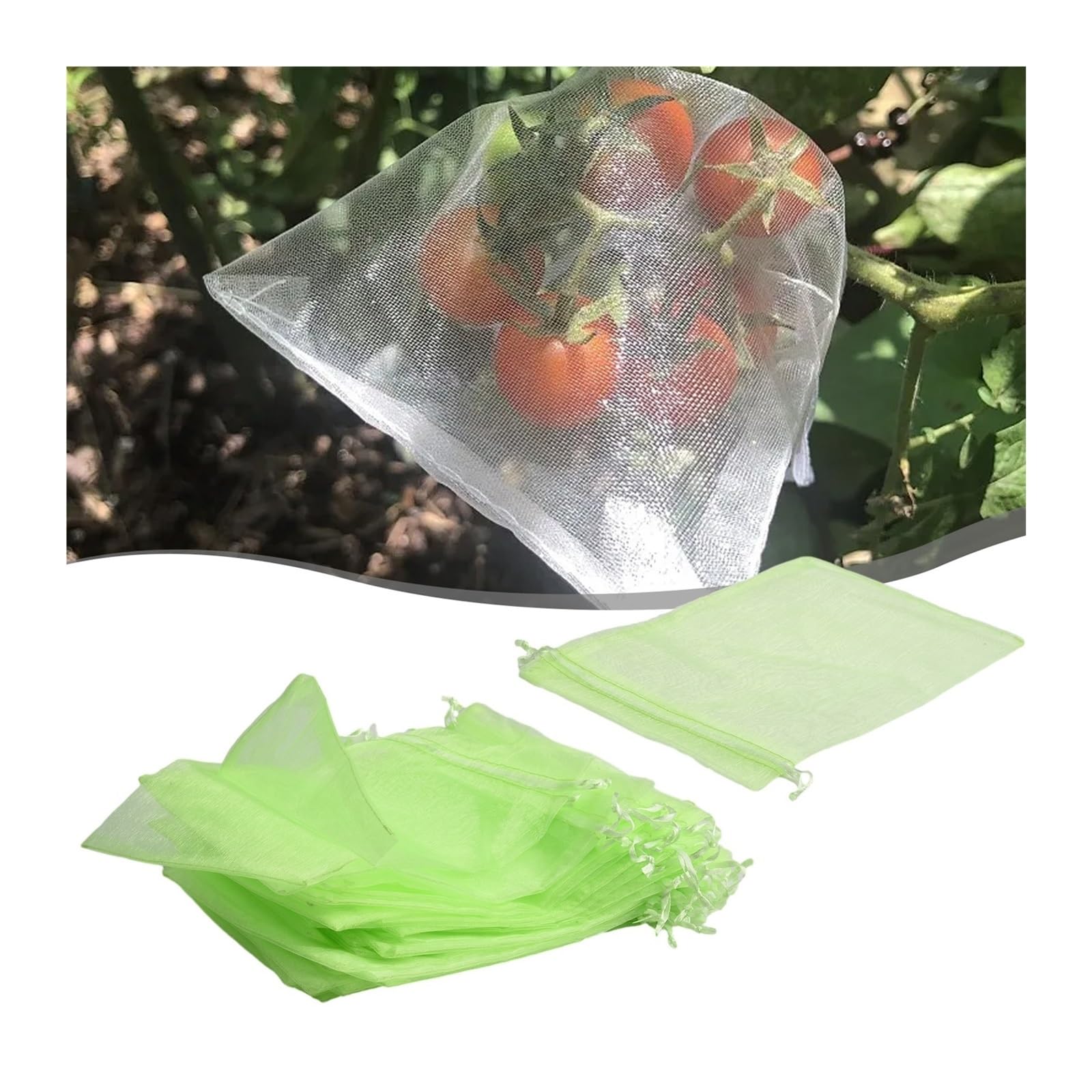 Garden Netting 50Pcs Plant Fruit Grape Protection Netting Bags With Drawstring For Garden Trees Cover Mesh Bags To Protect Plants From Birds(15x20cm 50pcs)