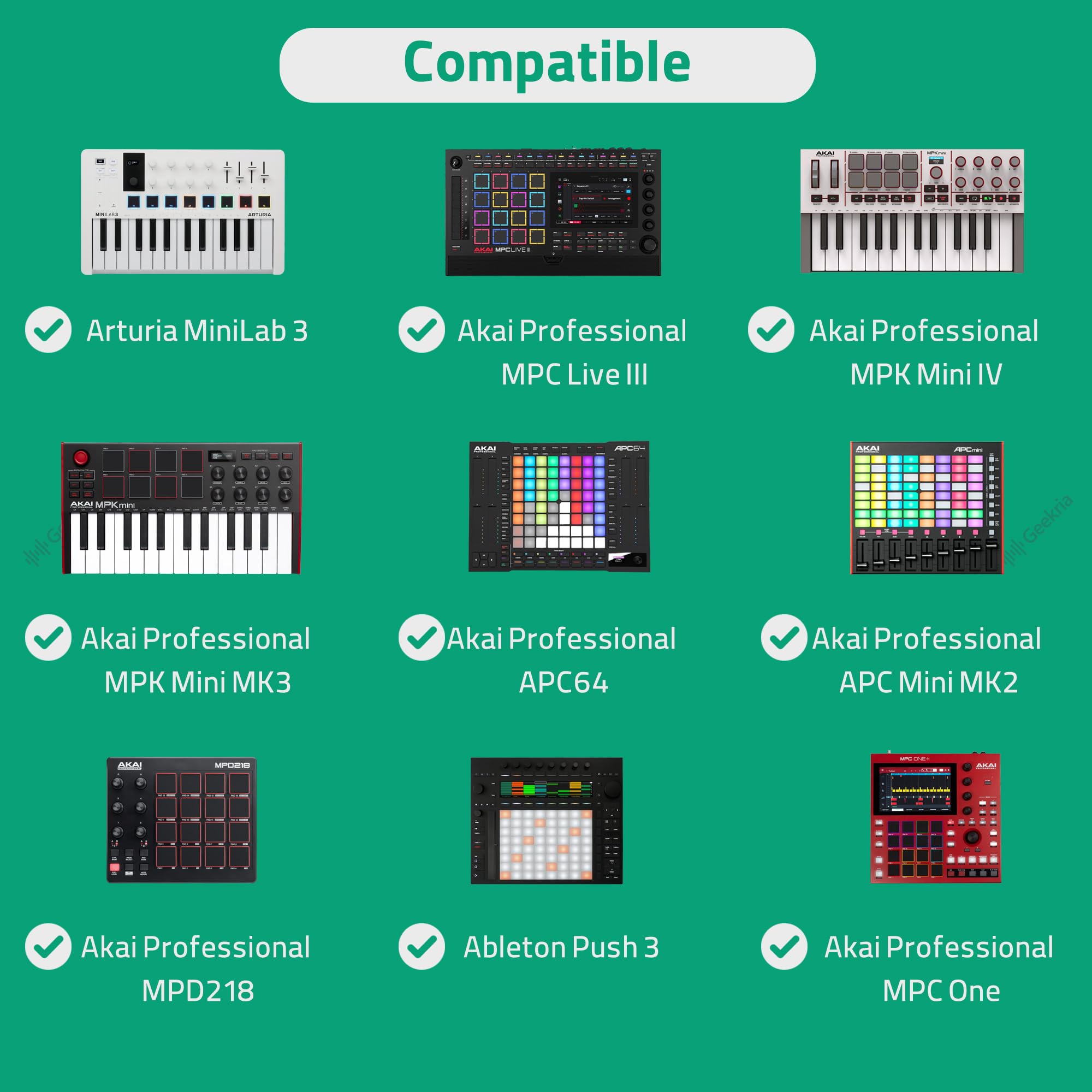 GEEKRIA Supporto da scrivania per interfaccia audio, dimensioni da 28 cm a 48 cm, per controller MIDI/Drum Machine/Sampler/Synth e altro ancora, compatibile con Akai Professional MPC Live III/MPC Live